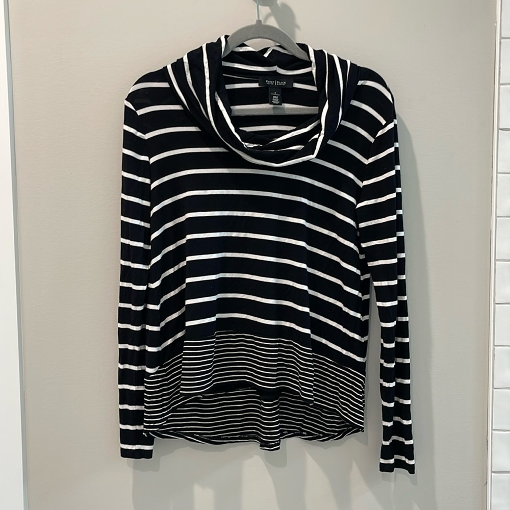 WH/Black Market Women Striped long Sleeve Top Size S